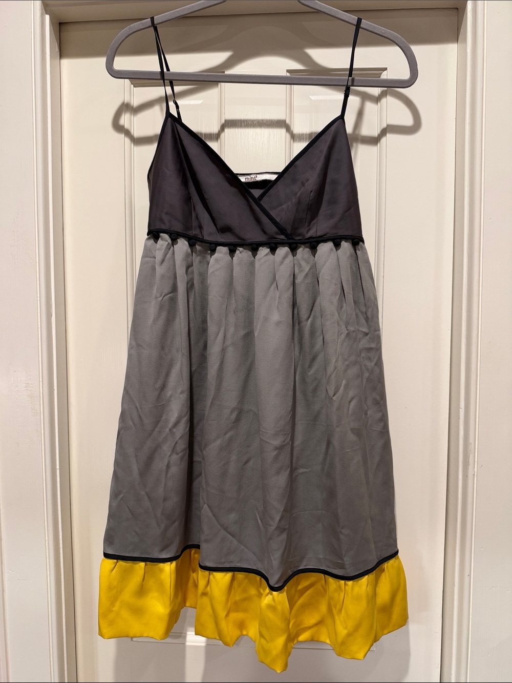 Mint Colorblock Spaghetti-Strap Dress in Gray and Yellow